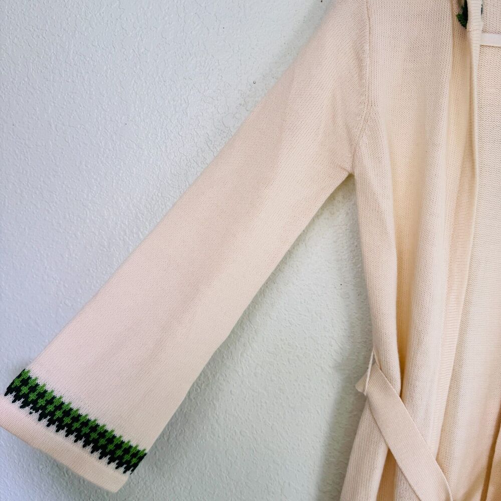 Sky Brand Cardigan Womens Small Wool Butterfly Trim Knit Belted Sweater Y2K NEW - Picture 6 of 12